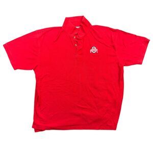 Champion Ohio State Buckeyes Polo-Shirt Men's XXL Red NCCA Football Short Sleeve